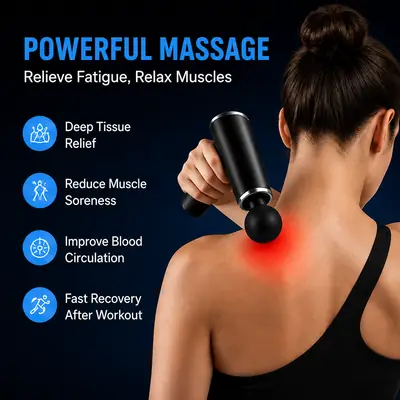 Blueidea Mini Facial Gun Deep Muscle Massage Gun BLD-668 | Portable Rechargeable Muscle Massager with 4 Massage Heads thumbnail 3