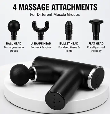 Blueidea Mini Facial Gun Deep Muscle Massage Gun BLD-668 | Portable Rechargeable Muscle Massager with 4 Massage Heads thumbnail 4