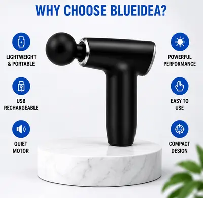 Blueidea Mini Facial Gun Deep Muscle Massage Gun BLD-668 | Portable Rechargeable Muscle Massager with 4 Massage Heads thumbnail 6