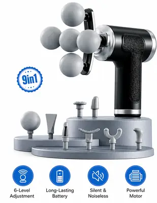 Blueidea BLD-780 Fascia Massage Gun | 9 Massage Heads | 6 Speed Levels | Deep Tissue Muscle Massager | Rechargeable Portable Massage Gun thumbnail 2