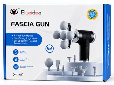 Blueidea BLD-780 Fascia Massage Gun | 9 Massage Heads | 6 Speed Levels | Deep Tissue Muscle Massager | Rechargeable Portable Massage Gun thumbnail 3