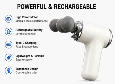 Blueidea BLD-130 Fascia Massage Gun | 9 Massage Heads | 5 Speed Levels | Rechargeable Deep Tissue Massager thumbnail 5