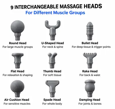 Blueidea BLD-130 Fascia Massage Gun | 9 Massage Heads | 5 Speed Levels | Rechargeable Deep Tissue Massager thumbnail 6