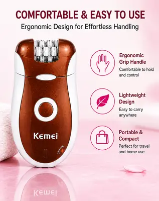 Kemei KM-3068 3-in-1 Rechargeable Epilator & Hair Removal System for Women thumbnail 5