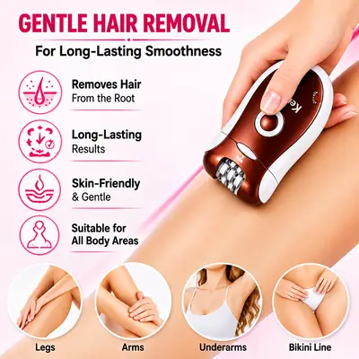 Kemei KM-3068 3-in-1 Rechargeable Epilator & Hair Removal System for Women thumbnail 6