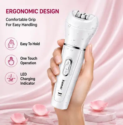 KEMEI KM-2199 5-in-1 Rechargeable Waterproof Beauty Epilator & Hair Removal Kit for Women thumbnail 6