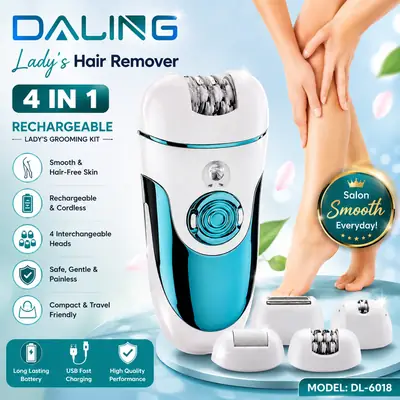 DALING DL-6018 4-in-1 Rechargeable Lady’s Grooming Kit – Electric Hair Remover, Multi-Function Personal Care Trimmer for Women