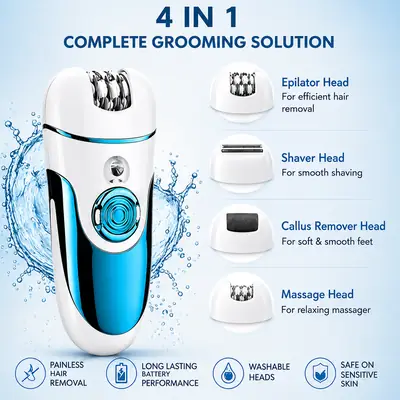 DALING DL-6018 4-in-1 Rechargeable Lady’s Grooming Kit – Electric Hair Remover, Multi-Function Personal Care Trimmer for Women thumbnail 2