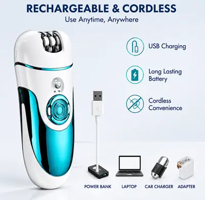 DALING DL-6018 4-in-1 Rechargeable Lady’s Grooming Kit – Electric Hair Remover, Multi-Function Personal Care Trimmer for Women thumbnail 6