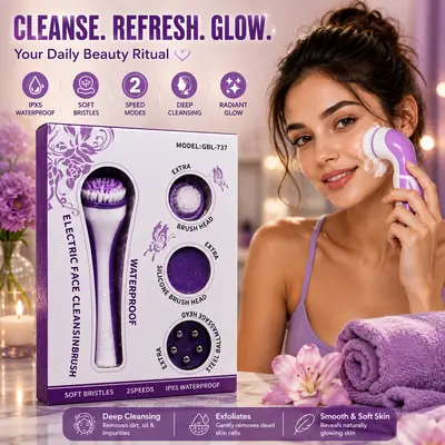 Electric Face Cleansing Brush GBL-737 | 3-in-1 Facial Cleansing & Massage Brush | IPX5 Waterproof | 2 Speed
