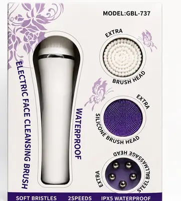 Electric Face Cleansing Brush GBL-737 | 3-in-1 Facial Cleansing & Massage Brush | IPX5 Waterproof | 2 Speed thumbnail 2