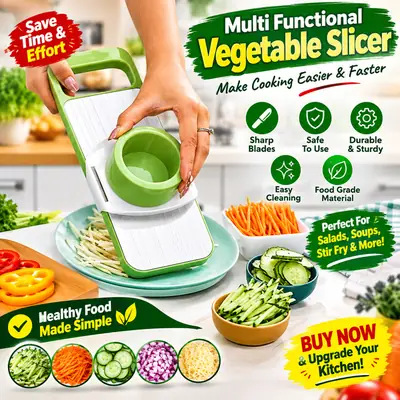 Multifunction Vegetable Slicer & Mandoline Cutter | 4-in-1 Quick Vegetable Chopper for Cucumber, Carrot, Potato & Onion