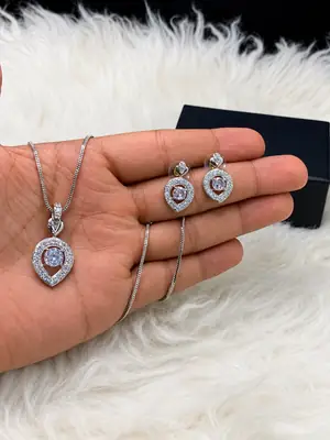 Heartbeat Design Silver Plated Crystal Locket thumbnail 3