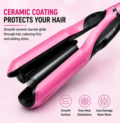 RIWA RB-8307 Double Barrel Hair Curler & Hair Waver – Ceramic Curling Iron, Fast Heating,  thumbnail 4