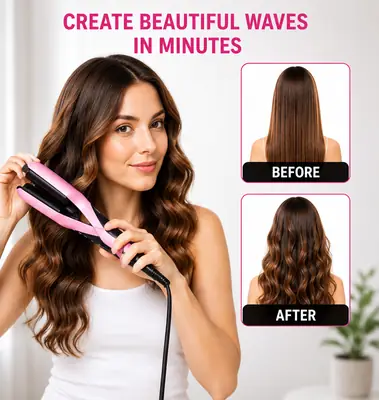 RIWA RB-8307 Double Barrel Hair Curler & Hair Waver – Ceramic Curling Iron, Fast Heating,  thumbnail 5