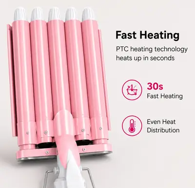 SHINON 5 Barrel Hair Waver Curling Iron | Professional Ceramic Hair Curler | Fast Heating Hair Styling Tool thumbnail 5
