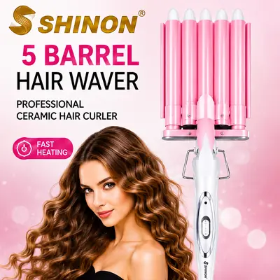 SHINON 5 Barrel Hair Waver Curling Iron | Professional Ceramic Hair Curler | Fast Heating Hair Styling Tool thumbnail 6