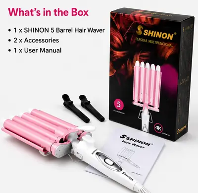 SHINON 5 Barrel Hair Waver Curling Iron | Professional Ceramic Hair Curler | Fast Heating Hair Styling Tool thumbnail 8