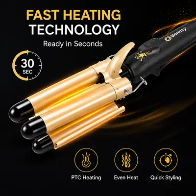 Geemy GM-2988 Professional 3 Barrel Hair Curling Iron Hair Waver | Fast Heating | Ceramic Coating | Salon Styling Tool thumbnail 4