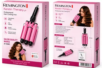 Remington Keratin Therapy Professional 3 Barrel Hair Curling Iron – Triple Barrel Hair Waver, Fast Heating, Pink thumbnail 7