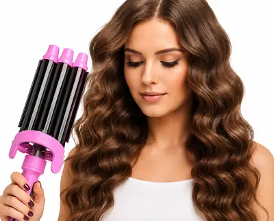 BaByverse BA-449 Professional 3 Barrel Hair Waver Curling Iron – Quick Styling Hair Curler – Pink thumbnail 7