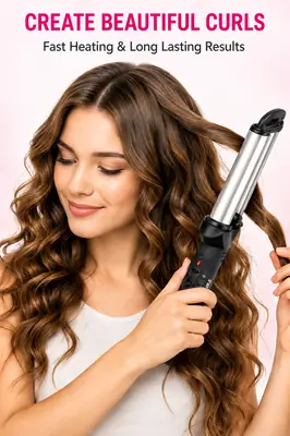 Kemei Professional 3 Barrel Hair Crimper & Curling Iron | Ceramic Hair Waver | Fast Heating Styling Tool thumbnail 5