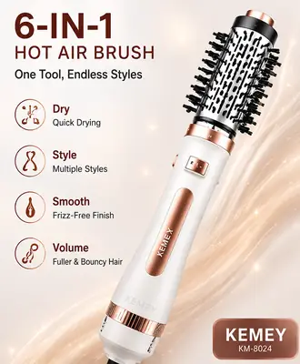 6-in-1 Hot Air Brush Hair Dryer & Styler – Multi-Functional Hair Volumizer, Smoothing & Styling Brush thumbnail 4