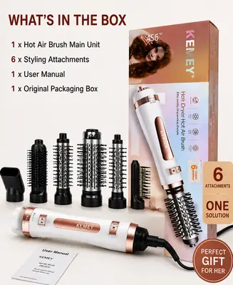 6-in-1 Hot Air Brush Hair Dryer & Styler – Multi-Functional Hair Volumizer, Smoothing & Styling Brush thumbnail 7