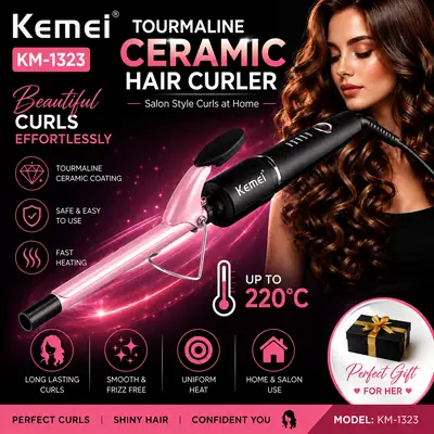 Professional Tourmaline Ceramic Hair Curler – Up to 220°C Fast Heating Curling Iron for Salon-Style Curls