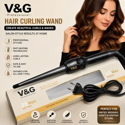 V&G Professional Hair Curling Wand – Professional Hair Curler for Beautiful, Long-Lasting Curls & Waves | Easy Grip Handle | Salon-Style Hair Styling Tool