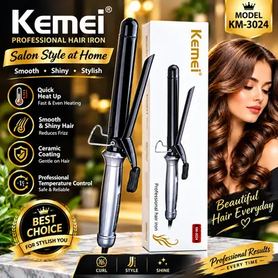 Kemei KM-3024 Professional Hair Iron | Hair Curler 