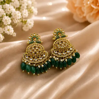 Flash Design Gold Plated Artificial Stones Earrings