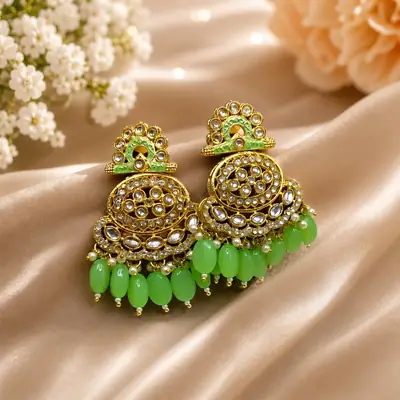 Flash Design Gold Plated Artificial Stones Earrings thumbnail 4