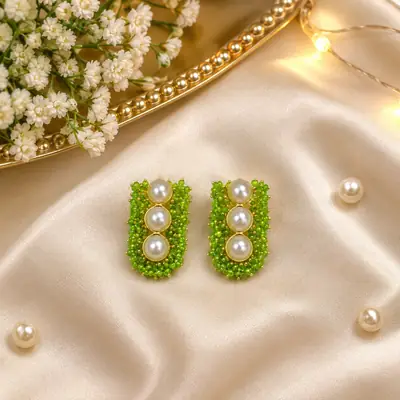 Flash Design Gold Plated Artificial Stones Earrings
