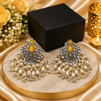 Flash Design Gold Plated Artificial Stones Earrings thumbnail 3