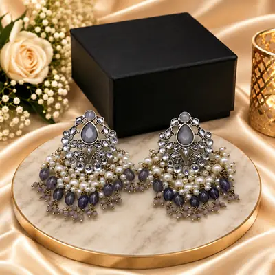 Flash Design Gold Plated Artificial Stones Earrings thumbnail 4