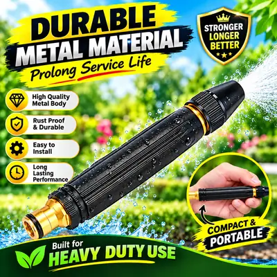 Heavy Duty Metal High Pressure Water Spray Nozzle | Durable Long-Life Cleaning Gun | Multi-Purpose Car Wash, Garden & Outdoor Cleaning Tool