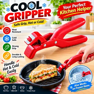Cool Gripper Kitchen Tongs – Heat Resistant Hot Plate & Pan Lifter, Multi-Purpose Cooking Grip Tool