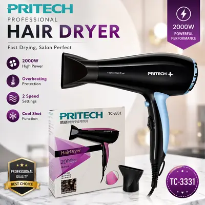 PRITECH TC-3331 Professional Hair Dryer – 2000W High Power Hair Dryer