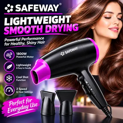 SAFEWAY 1800W Lightweight Hair Dryer with Cool Shot Function