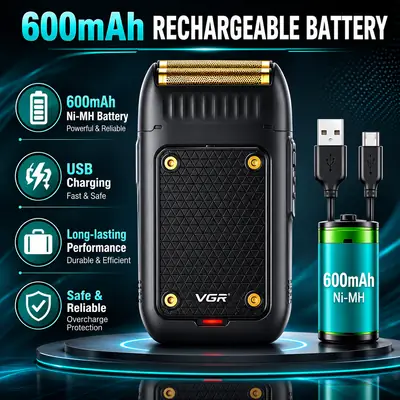 VGR V-353 Professional Men's Foil Shaver | USB Rechargeable Electric Beard Shaver | Gold Foil Trimmer thumbnail 3