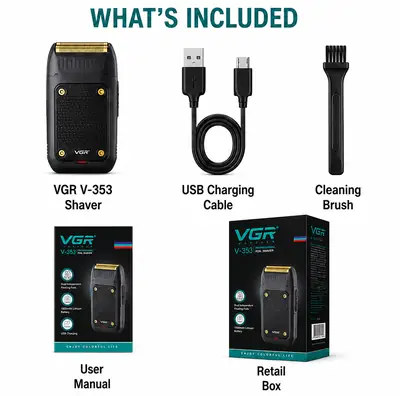 VGR V-353 Professional Men's Foil Shaver | USB Rechargeable Electric Beard Shaver | Gold Foil Trimmer thumbnail 6