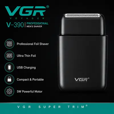 VGR V-390 Professional Men's Electric Foil Shaver | Rechargeable Portable Beard Shaver | Super Trim thumbnail 7