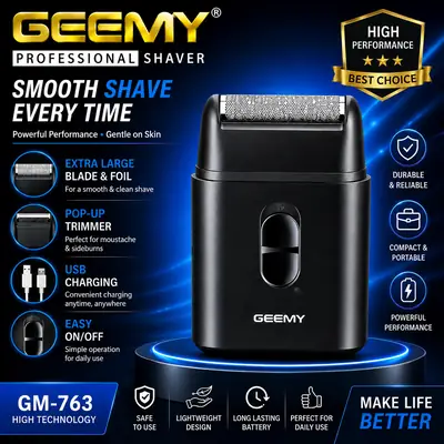 GEEMY GM-7763 Professional Rechargeable Foil Shaver with Pop-Up Trimmer & USB Charging thumbnail 2