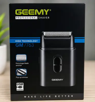 GEEMY GM-7763 Professional Rechargeable Foil Shaver with Pop-Up Trimmer & USB Charging thumbnail 3