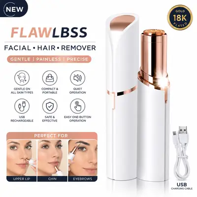 FlawLBSS Rechargeable Facial Hair Remover for Women | USB Electric Eyebrow, Upper Lip & Face Trimmer | Painless Hair Removal