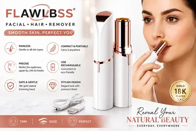 FlawLBSS Rechargeable Facial Hair Remover for Women | USB Electric Eyebrow, Upper Lip & Face Trimmer | Painless Hair Removal thumbnail 2