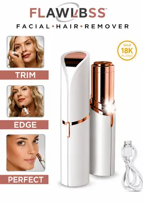 FlawLBSS Rechargeable Facial Hair Remover for Women | USB Electric Eyebrow, Upper Lip & Face Trimmer | Painless Hair Removal thumbnail 3