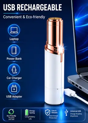 FlawLBSS Rechargeable Facial Hair Remover for Women | USB Electric Eyebrow, Upper Lip & Face Trimmer | Painless Hair Removal thumbnail 4