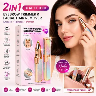 2 in 1 Battery Operated Eyebrow Trimmer & Facial Hair Remover for Women - CF-001A